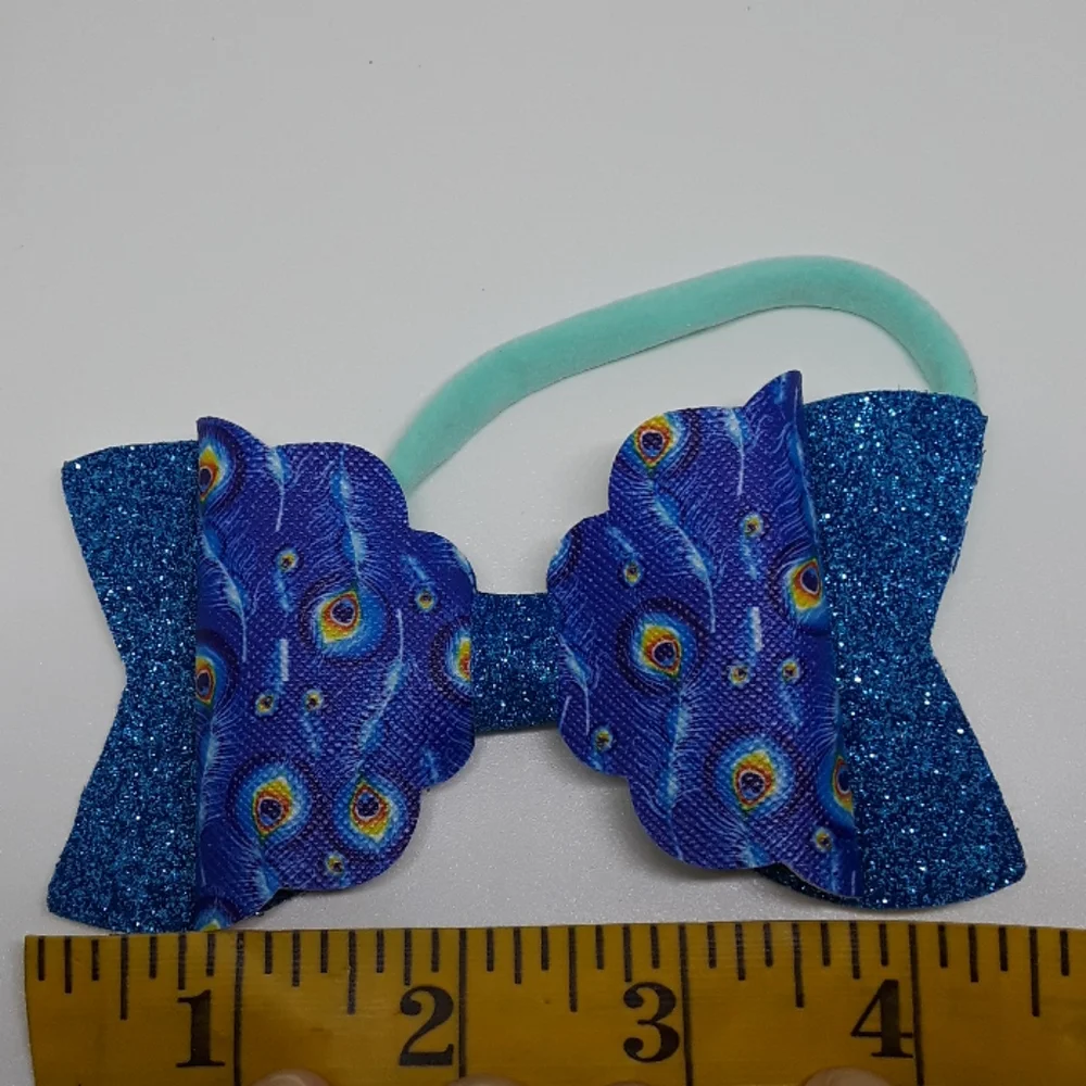 father print handmade faux leather bow headband